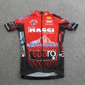 ALE Jersey Mens Small Red Short Sleeve Full Zip Cycling Maggi Top Italy